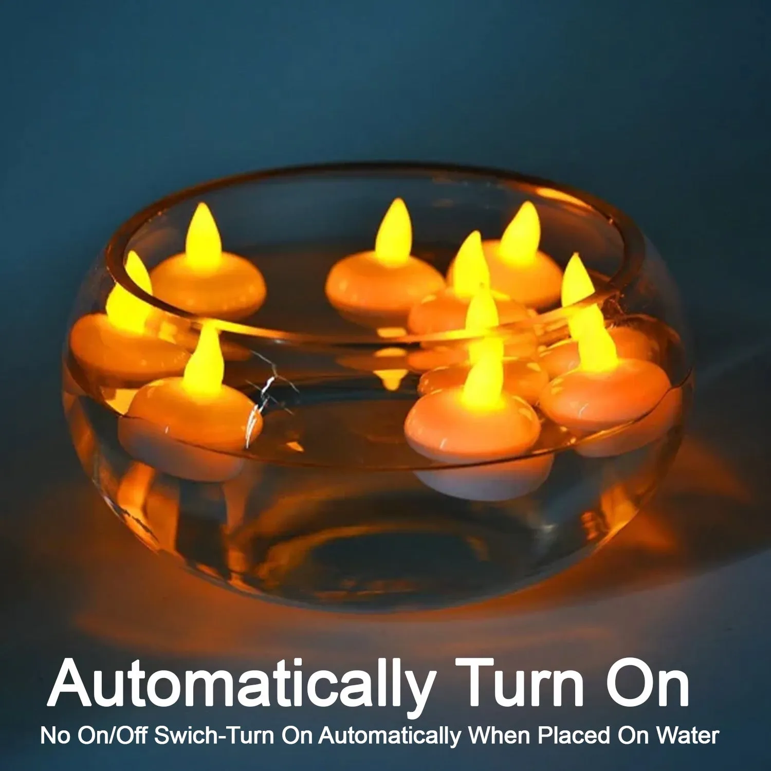 Set of 12 Flameless Floating Candles Battery Operated Tea Lights Tealight Candle - Decorative, Wedding.