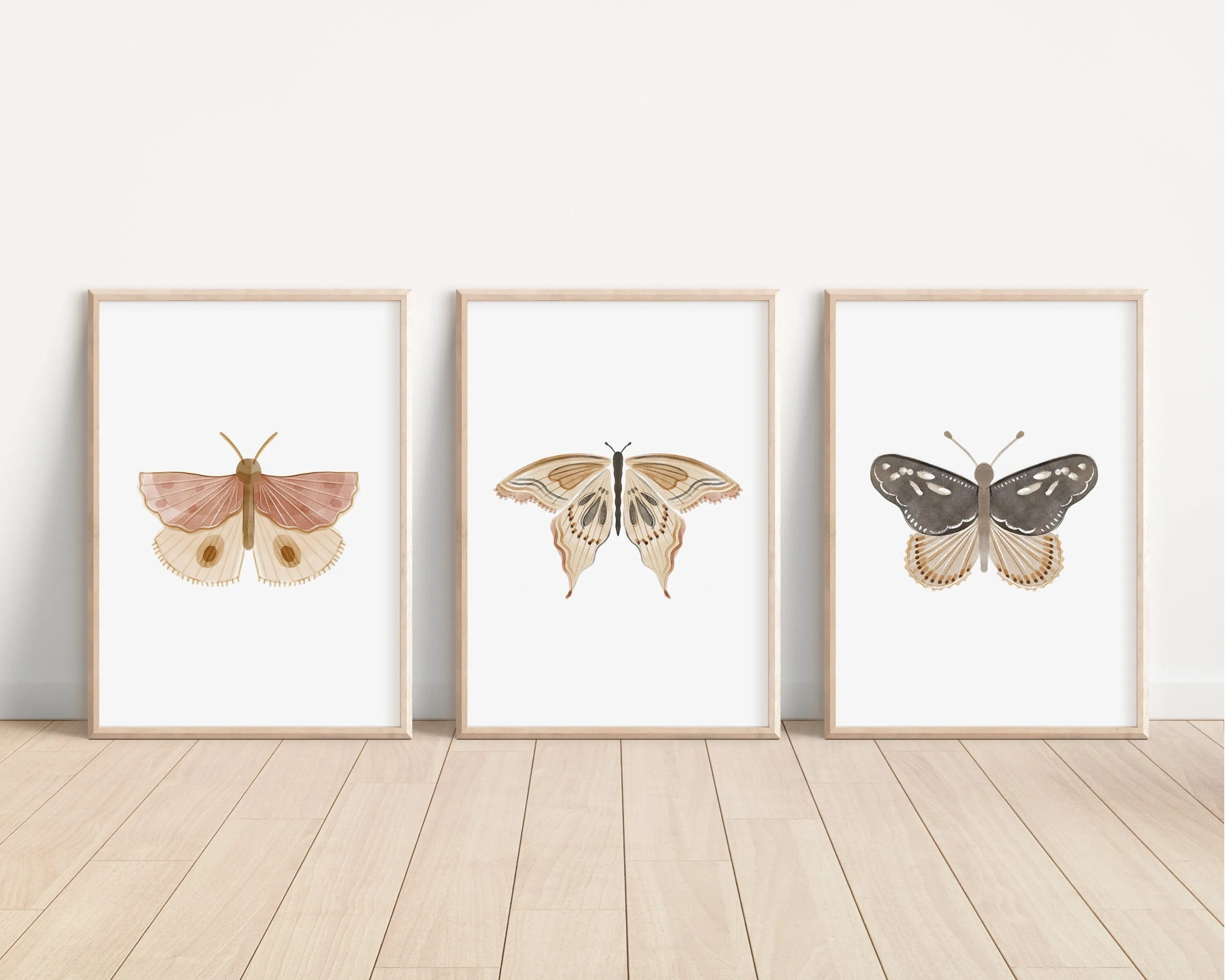 Set of 3 Butterfly Nursery Art Prints