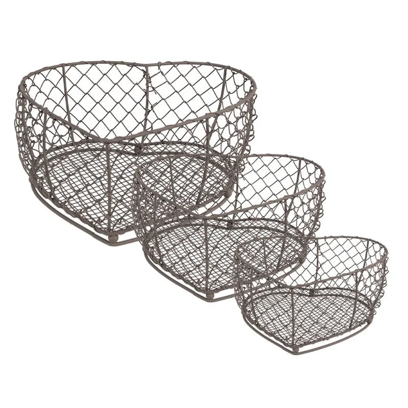 Set of Three Wire Storage Baskets