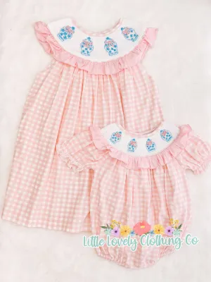 Smocked Ginger Jars Bishop Dress