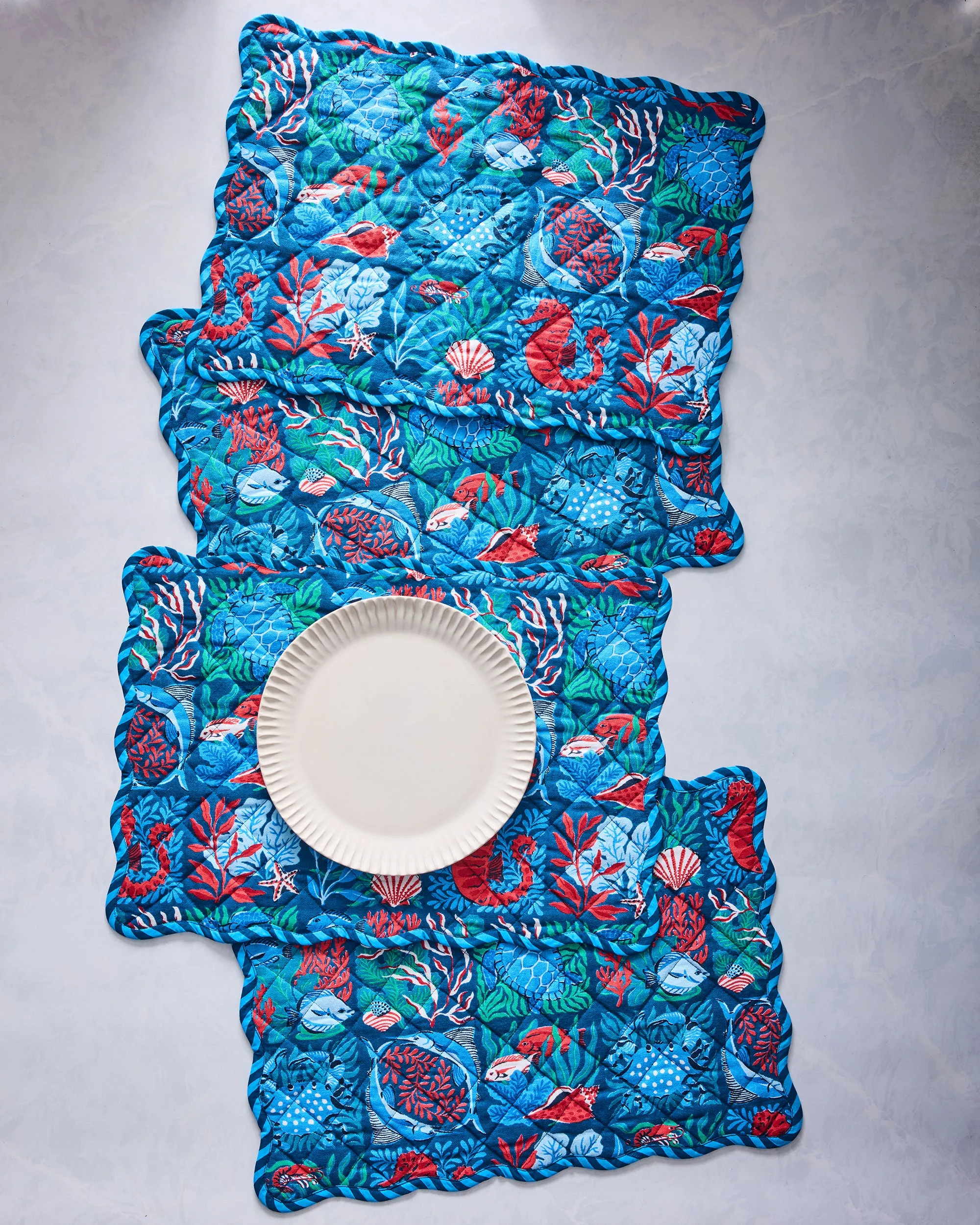 Stained Glass Sea - Placemats Set Of 4 - Seaside Blue