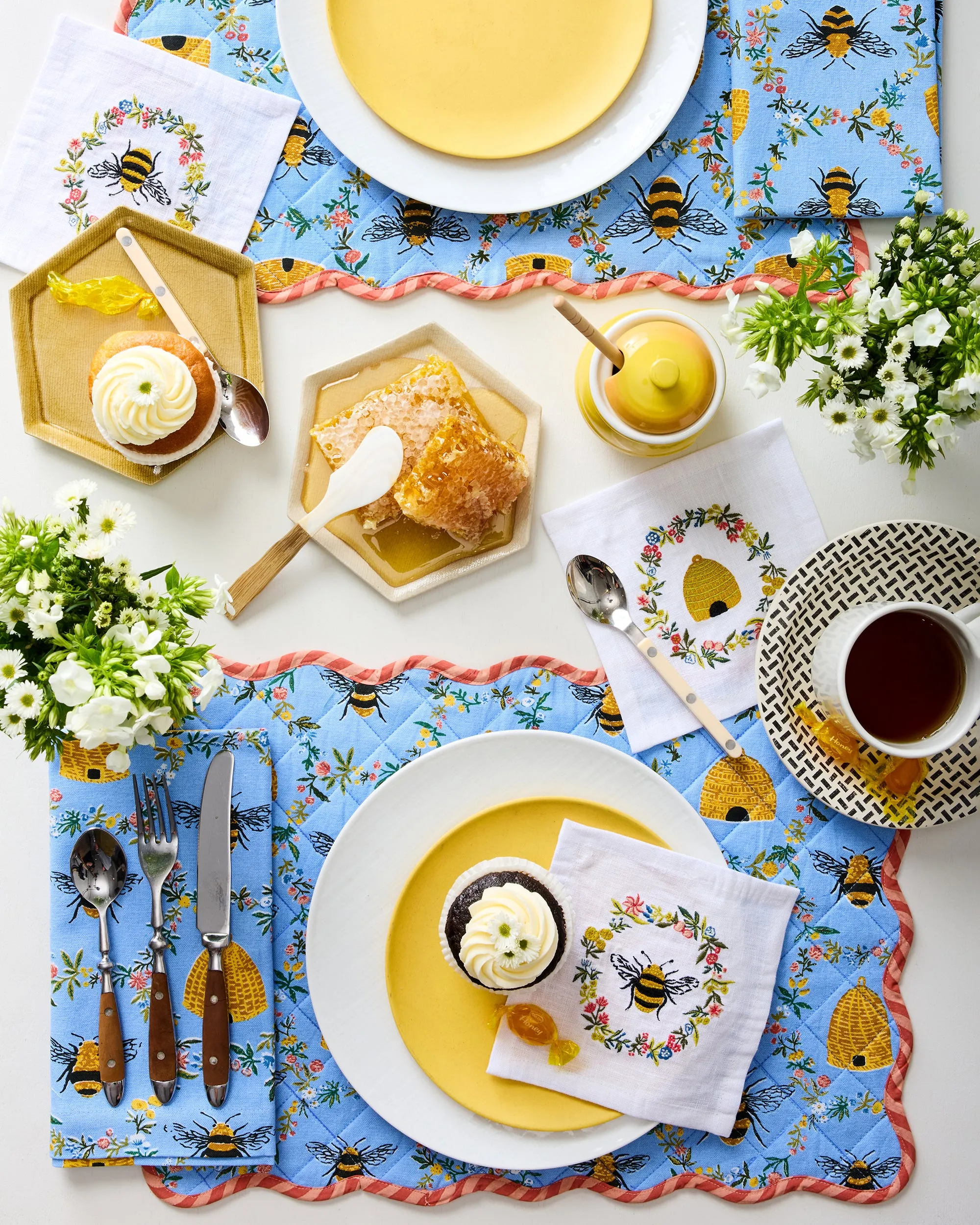 Sweet Bee - Placemats Set Of 4 - Soft Blue