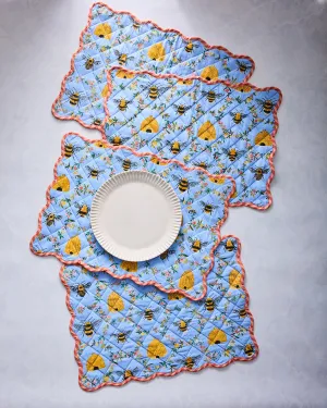 Sweet Bee - Placemats Set Of 4 - Soft Blue