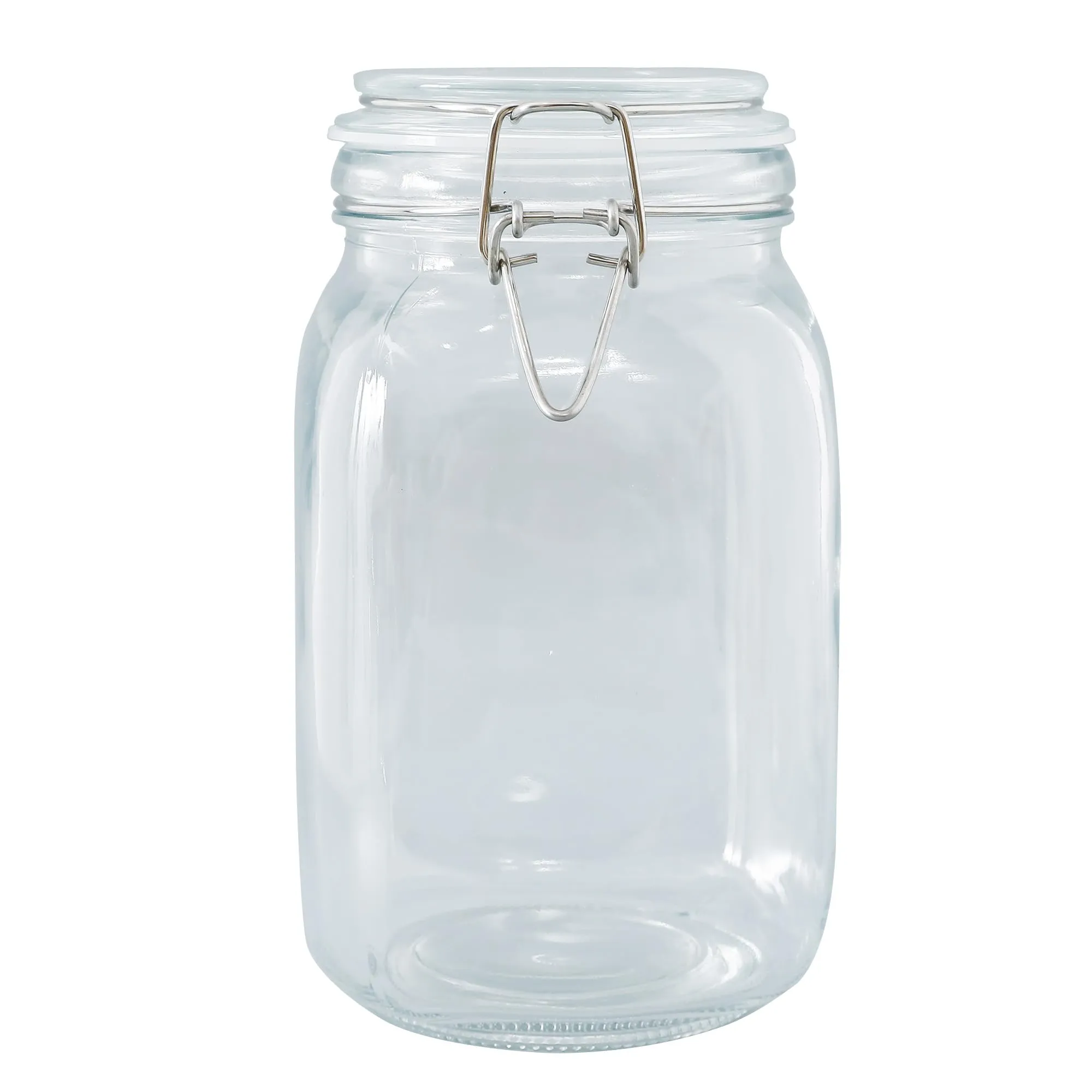 UMAI Glass Jar for Kitchen Storage | 2000ml | Mason Jar for food Storage with Buckle Lid and Wide Mouth | Multipurpose Airtight Glass Container with Leakproof Rubber Gasket | Transparent