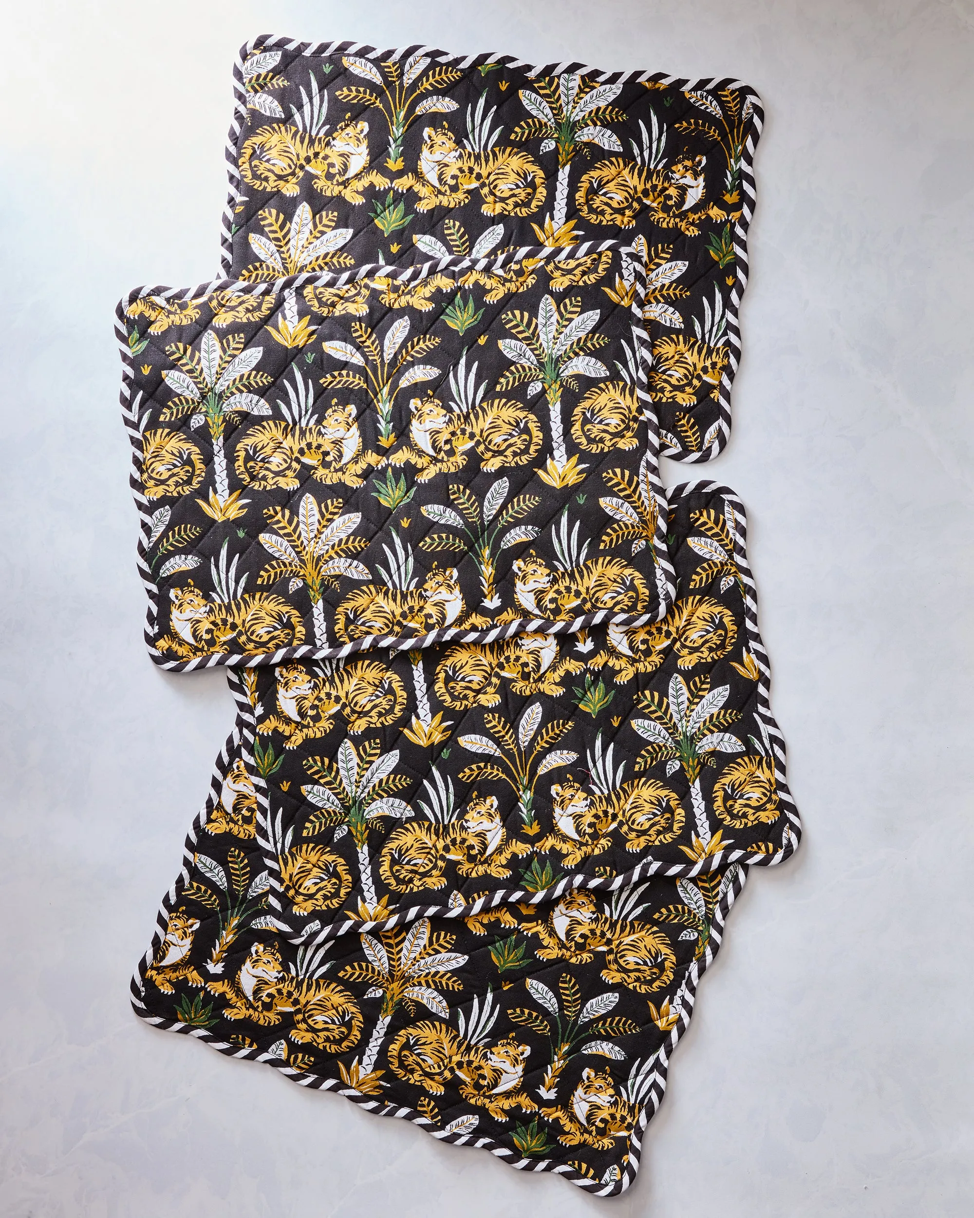 Untamed Tiger - Quilted Scalloped Placemat Set - Gold Ink