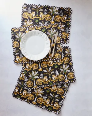 Untamed Tiger - Quilted Scalloped Placemat Set - Gold Ink