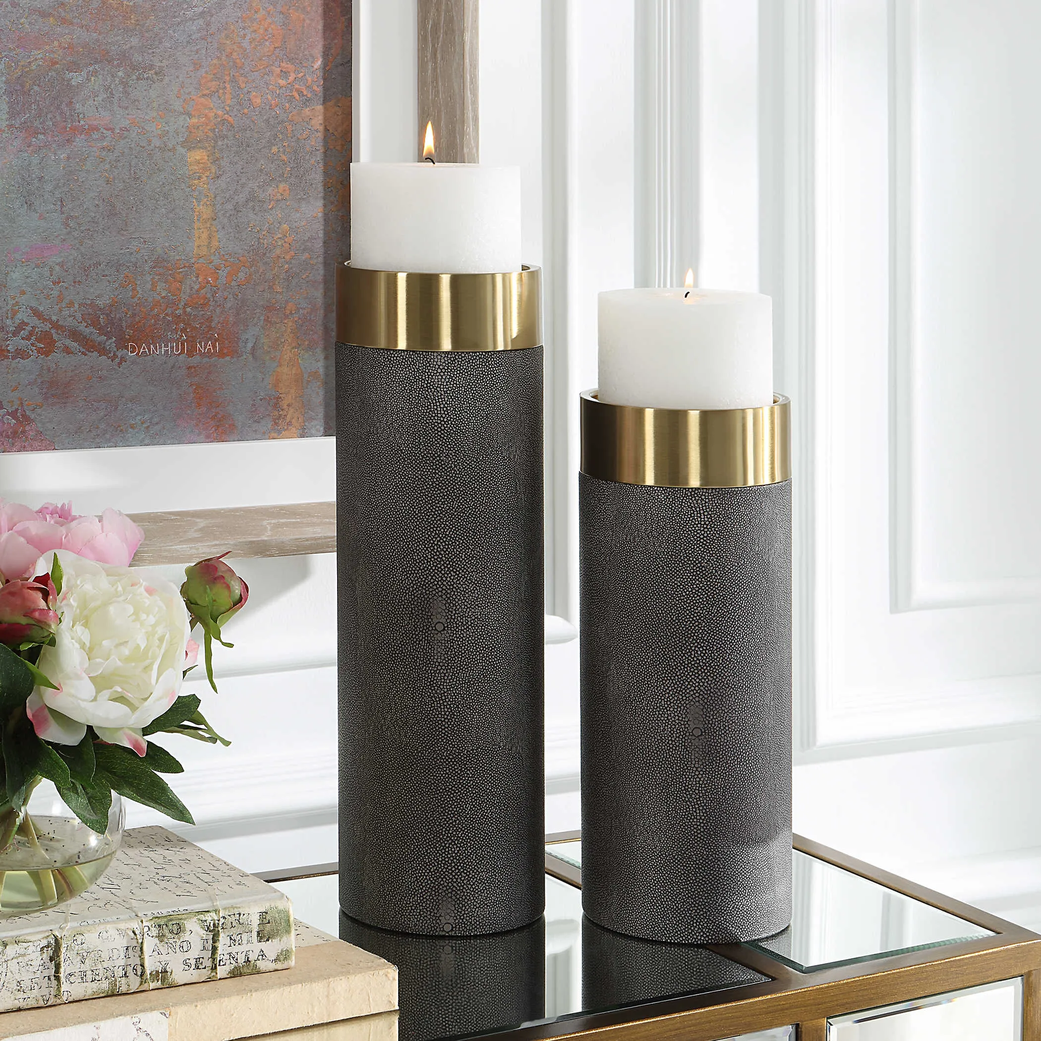 Wessex Grey Candle Holder- Set of 2