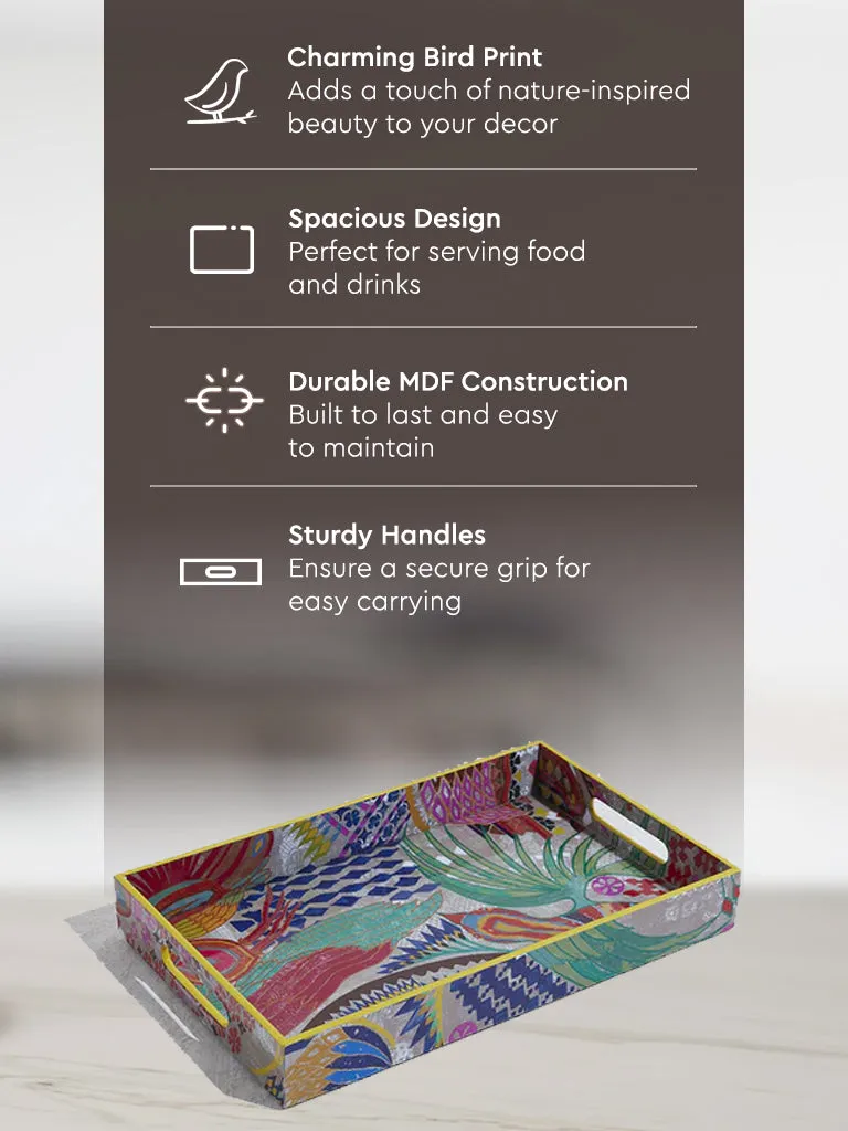 Westside Home Multicolour Bird Printed Serving Tray