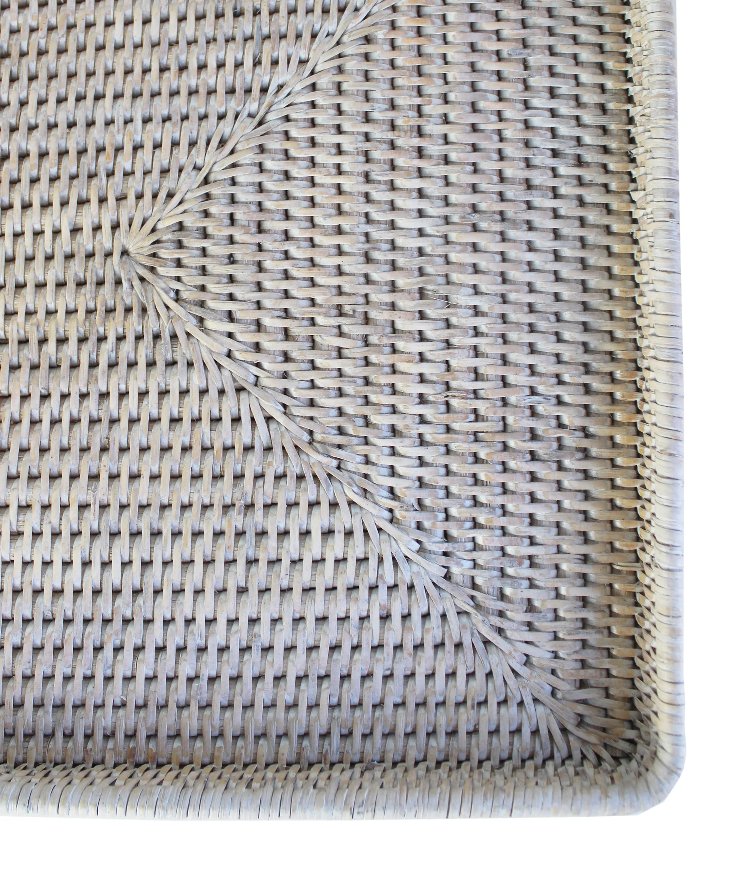 Woven Rectangular Serving Tray, White Wash